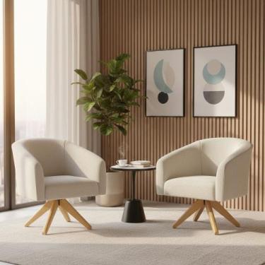 Imagem de Poltrona Sala Decorativa Kit 2 Stella Base Giratória MA30 Bouclê D03 -