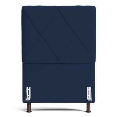 Imagem de Cabeceira Cama Box Solteiro Mel 90cm Com Frame Suede Azul Marinho - Desk Design