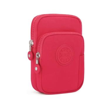 Imagem de Bolsa Porta Celular com Alça Ajustável e Suporte de Braço Nylon Resistente Leve e Compacta Ideal para Caminhada, Corrida, Academia e Uso Diário (Rosa Pink)