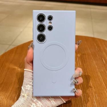 Imagem de Capa magnética de silicone para Samsung Galaxy S25 S24 S23 S22 S21 Ultra Plus S25 FE, capa macia de TPU à prova de choque (para Galaxy S24 FE/roxo claro)