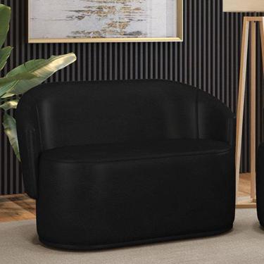 Imagem de Sofá 2 Lugares Namoradeira Orgânica Para Sala Malu Sintético Pu M11 - D'rossi Preto