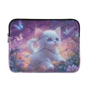 Imagem de Capa protetora para notebook borboletas fofas gatinhas à prova de choque bolsa de transporte de computador durável, 15-15,6 polegadas
