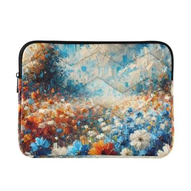 Imagem de Capa acolchoada para laptop flores silvestres azul prado à prova de choque capa protetora para notebook 15,6 polegadas