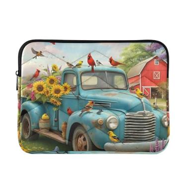 Imagem de Capas para laptop 13, 13,3, 14 polegadas vintage caminhão verde à prova de choque capa protetora para notebook capa para dispositivo eletrônico portátil