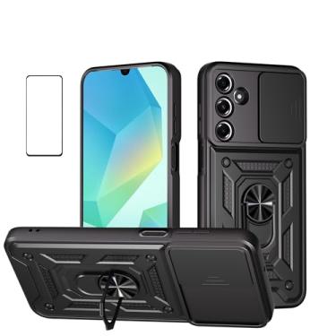 Imagem de WVOZWWO Capa para Xiaomi redmi Note 13 4G com protetor de tela, capa protetora com suporte, capa de telefone militar para Xiaomi Redmi Note 13 4G (preto, Galaxy A16)