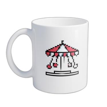 Imagem de Caneca Xícara de Café Porcelana 300ml Carrossel Vermelho e Branco