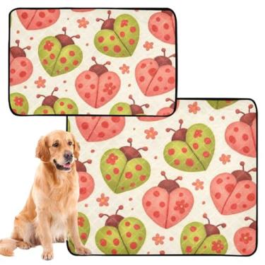 Imagem de TSENQUE Cute Heart Joaninhas Rosa Reutilizável Pet Cat Pad Pet Dog Pee Pads Lavável Bonito Tapete Impermeável Antiderrapante À Prova de Vazamento Almofadas de Penico para Cachorros, Pequeno x Pacote