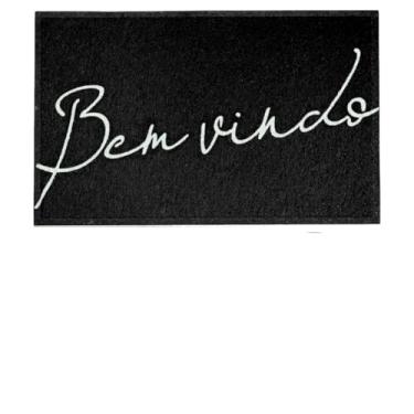 Imagem de Tapete Entrada Porta Casa Apartamento Capacho 40x60 40x75 Home Bem Vindo Diversos Bege Preto Cinza(Bem Vindo Preto 40x60)