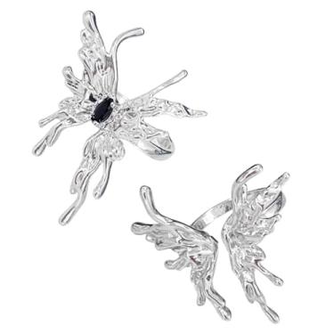 Imagem de AIEDE Gótico Acessório Estético Ajustável Conjunto de Anéis de Borboleta Vintage Irregular Para Mulheres Anéis de Declaração Legal Presentes Para Meninas