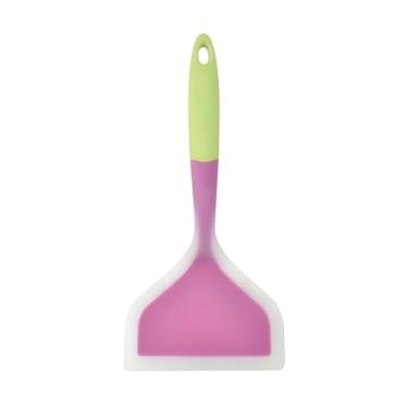 Imagem de Espátula de silicone leve de cores contrastantes, resistente ao calor, antiaderente para assar grelha e panquecas, ferramenta de cozinha doméstica (roxo)