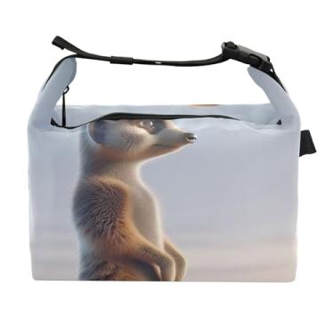 Imagem de TSENQUE Meerkat Lancheira fofa de animal para mulheres, lancheira portátil, lancheira para trabalho, estampa animal, bolsa térmica para adultos