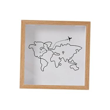 Imagem de KiBcsLic Moldura tipo caixa de sombra quadrada, versátil, para mesa ou parede, ideal para exibir cartões, selos e ingressos de shows, Cor Madeira 20x20cm