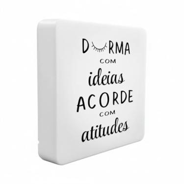 Imagem de Luminária Box Slim LED USB com Frase Motivacional, Branca, 20x18x5cm, Bivolt com Cabo USB 1,2m