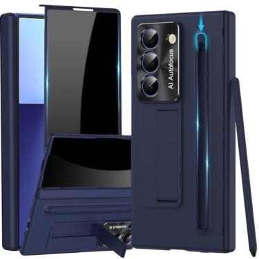 Imagem de YQODSZ Capa para Samsung Galaxy Z Fold 7 com suporte para caneta S e Stylus, Z Fold 7 capa fina de corpo inteiro com protetor de tela de privacidade, suporte para câmera, antiespião, capa protetora