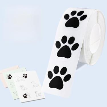 Imagem de 500 peças de adesivos autoadesivos com estampa de pata de 2,9 cm para festa de aniversário, envelopes, cartões, embalagem de presente, diário, scrapbook (preto transparente)