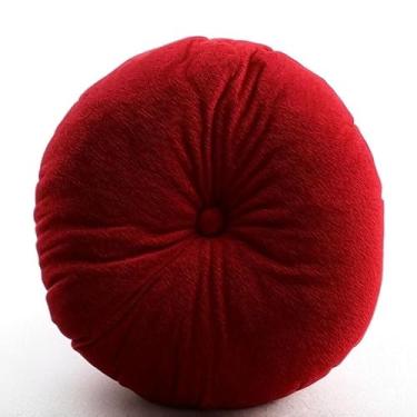 Imagem de Almofada Redonda Com Botão e Zíper Tecido Suede Liso - Tamanho 40x40cm almofada para cadeira para Sofá Poltrona Cadeira Quarto Sala Almofada(Vrmelho,4)