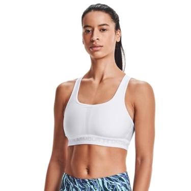Imagem de Under Armour Sutiã esportivo feminino com costas cruzadas, Branco (100)/Cinza halo, G