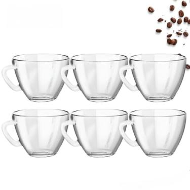 Imagem de Jogo De Xícaras Lisa Em Vidro Conjunto Kit Canecas Café Expresso 100ml (12 Canecas)