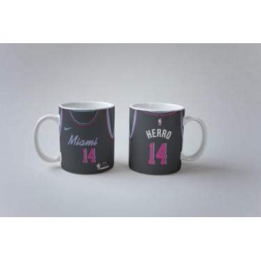 Imagem de Caneca Basquete Miami Herro 14 Porcelana Personalizada 325ml (Preta)