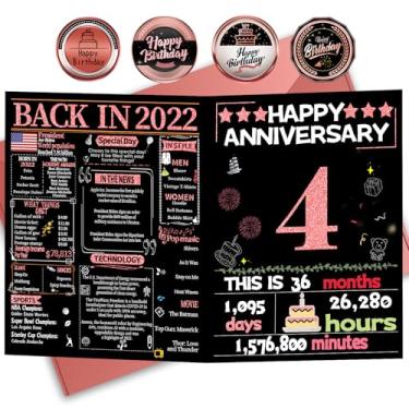 Imagem de Joycard Cartão de 4º aniversário para mulheres, cartão de casamento para esposa, presentes de decorações de casamento doces para casal, perfeito para ela no dia do aniversário, em 2022