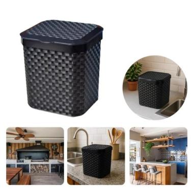 Imagem de Lixeira de pia rattan c tpa preta 5l pos industria - Arqplast