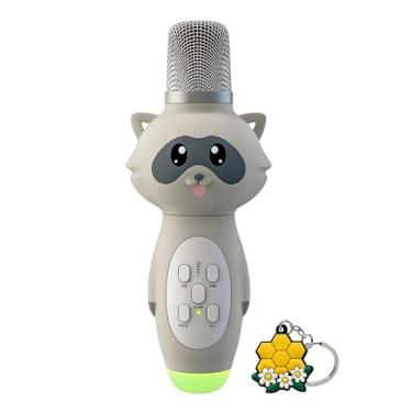 Imagem de Microfone de karaokê para crianças – microfone infantil para animais de estimação + presente 2 chaveiros de desenho animado, microfone Bluetooth integrado para karaokê para educação inicial, leitor