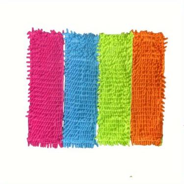 Imagem de 4 peças de pano de esfregão úmido e seco de chenille, acessório de esfregão plano, cabeças de pano de substituição para limpeza de chão