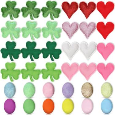 Imagem de Oudain 36 peças de 12,4 cm de tecido de enchimento de coração bandeja em camadas decoração de dia dos namorados decoração de dia dos namorados buffalo, enfeites de pendurar em forma de coração para