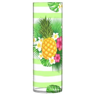 Imagem de CEBUGI Vaso de flor de abacaxi tropical 10 x 30 cm, vaso cilíndrico para flores, vaso transparente inquebrável para decoração de casa de festa de casamento