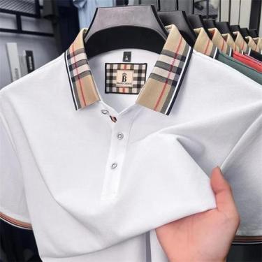 Imagem de Camisa Polo Masculina De Luxo Em Seda E Algodão Para O Verão, Manga Cu