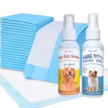 Imagem de Petstoral Kit de treinamento de penico para cães, conjunto de spray para treinamento de filhotes com 20 almofadas descartáveis extragrandes de 61 x 89 cm, sprays de penico descartáveis de 61 x 89 cm