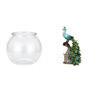 Imagem de Whtkoph Aquário Pequeno Transparente, Ornamento Doméstico, Faça Você Mesmo, Tigela, Vaso, Mesa, Quarto, Sala de Estar, Decoração para Casa, Estátua de Pavão,