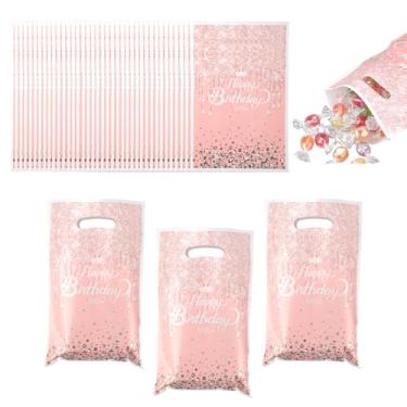 Imagem de 50 Sacolas de Lembrancinhas com Glitter e Diamantes, Sacolas Plásticas para Doces e com Alças Artigos para Festa Aniversário Meninas Mulheres