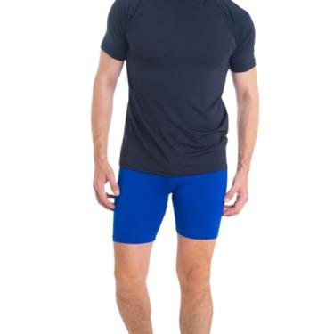 Imagem de Conjunto Camiseta Curta e Bermuda Térmica Segunda Pele Trygg Proteção UV50+ (P, Preto - Azul)