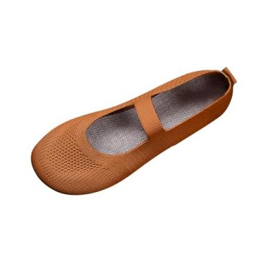 Imagem de Tênis de trabalho feminino casual sem cadarço cor sólida bico redondo respirável cano baixo macio liso EU 36-43, Marrom, 39