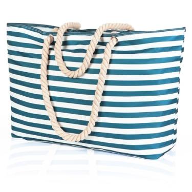 Imagem de KUAK Bolsa De Praia, Bolsas Extragrandes, Tote À Prova D'Água E Areia Para Mulheres Com Zíper, Bolsos, Forro Piscina Familiar