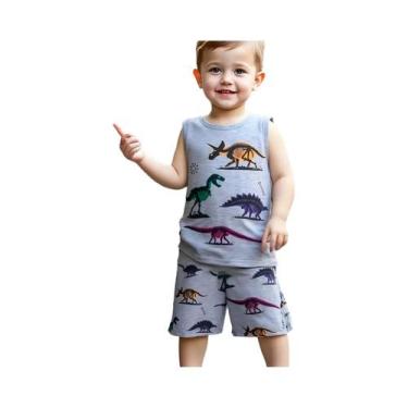 Imagem de Conjunto De 2 Peças Com Esqueleto De Dinossauro Para Menino, Camiseta 