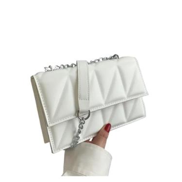 Imagem de MURVE Bolsa de ombro feminina moderna com alça de corrente e alça transversal para mulheres, Branco, tamanho �nico
