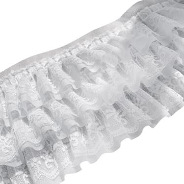 Imagem de 5 jardas 13 cm 3 camadas com acabamento de renda de chiffon largo acabamento de flor de chiffon fita de renda plissada acabamento de borda de renda vintage tecido de borda de renda para costura de