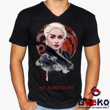 Imagem de Camiseta Game Of Thrones 100% Algodão Daenerys Targaryen Fire and Bloo