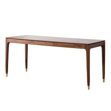 Imagem de hezhuhe2258 Mesa de computador para escritório em casa moderna de madeira, mesa retangular para laptop de estilo simples com gaveta oculta, nogueira escura (GG)