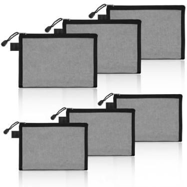 Imagem de Skrfren Pacote com 6 bolsas de cosméticos de malha de nylon preto com zíper, pequenas bolsas de maquiagem de malha com zíper, bolsa organizadora para viagem, casa, escritório, bolsa 5 x 3 peças, A6 x