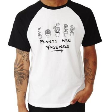 Imagem de Camiseta Raglan Plants are Friends - Foca na Moda, Branco, Preto, M