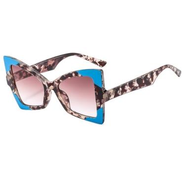 Imagem de Óculos de Sol UV400 - Olho de Gato com Degradê Bicolor para Homens e Mulheres, Ideal para Esportes ao Ar Livre, Corrida e Ciclismo, Estampa Floral