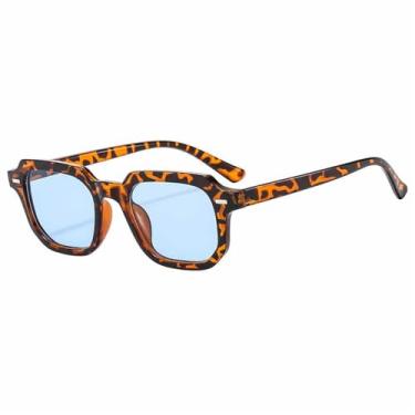 Imagem de Óculos de Sol Femininos com Estampa de Leopardo Punk e Rebites, Armação Pequena, Proteção UV400, Ideais para Esportes ao Ar Livre, Corrida e Ciclismo, Cor Azul Leopardo