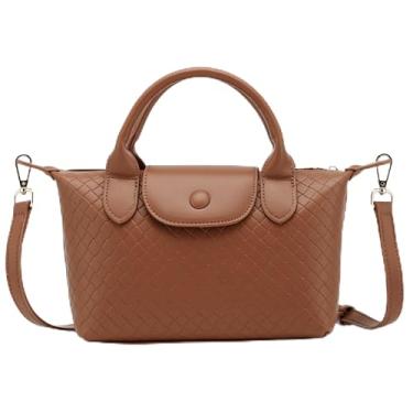 Imagem de Kiss Sea Bolsa feminina de couro, pequena e leve com alça superior, bolsa transversal moderna para uso diário e viagens (marrom)