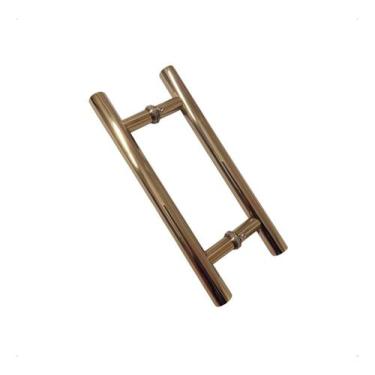 Imagem de Puxador Inox Porta Portão Vidro Madeira Dourado Gold 30cm - RR Inox