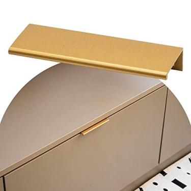 Imagem de 6 Puxadores Slim De Armario Retro Tito 64mm Cromado Bronze (Ouro)