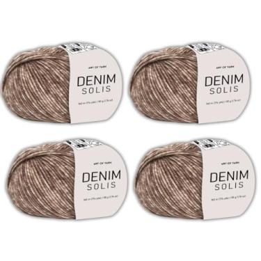 Imagem de Fio variegado 55% algodão, 45% poliacrílico, 50 g, 160 m (174 jardas) fio esportivo macio e suave – fino (2) para crochê, tricô, amigurumi, cobertores, roupas (Mint Splash, Denim Solis Pack 4)