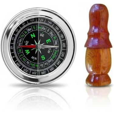 Imagem de Apito Aracuã Modelo 31 + Bússola Profissional 7,5 Portátil Camping Caça Trilha